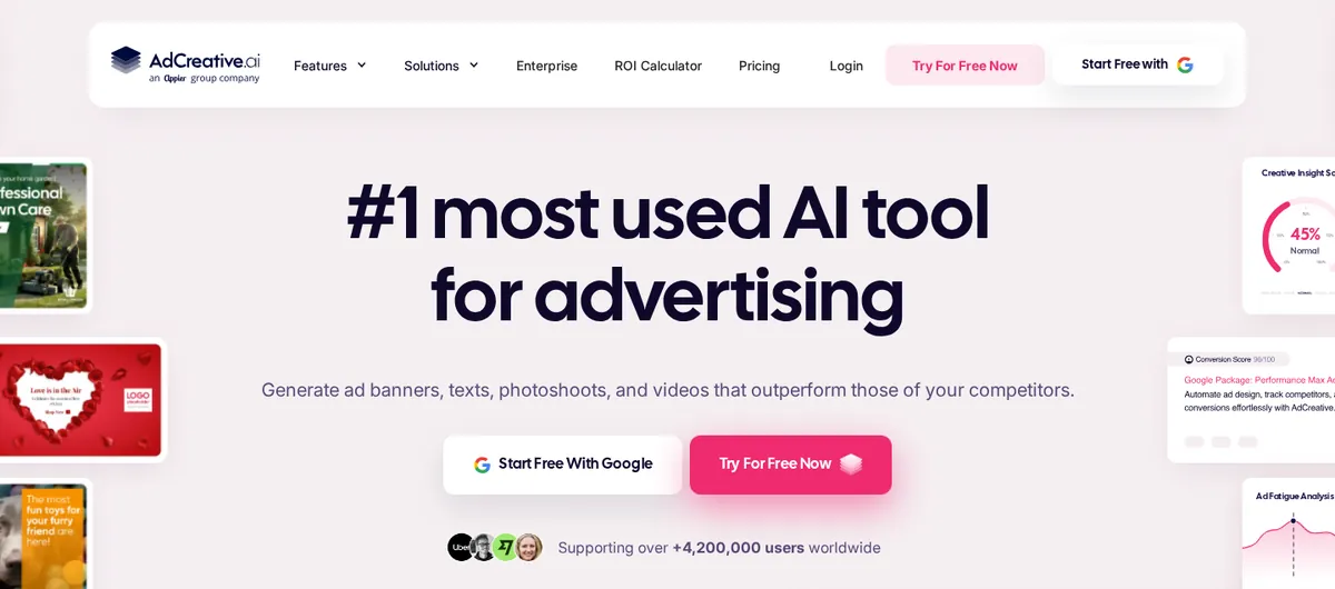 AdCreative.ai's homepage