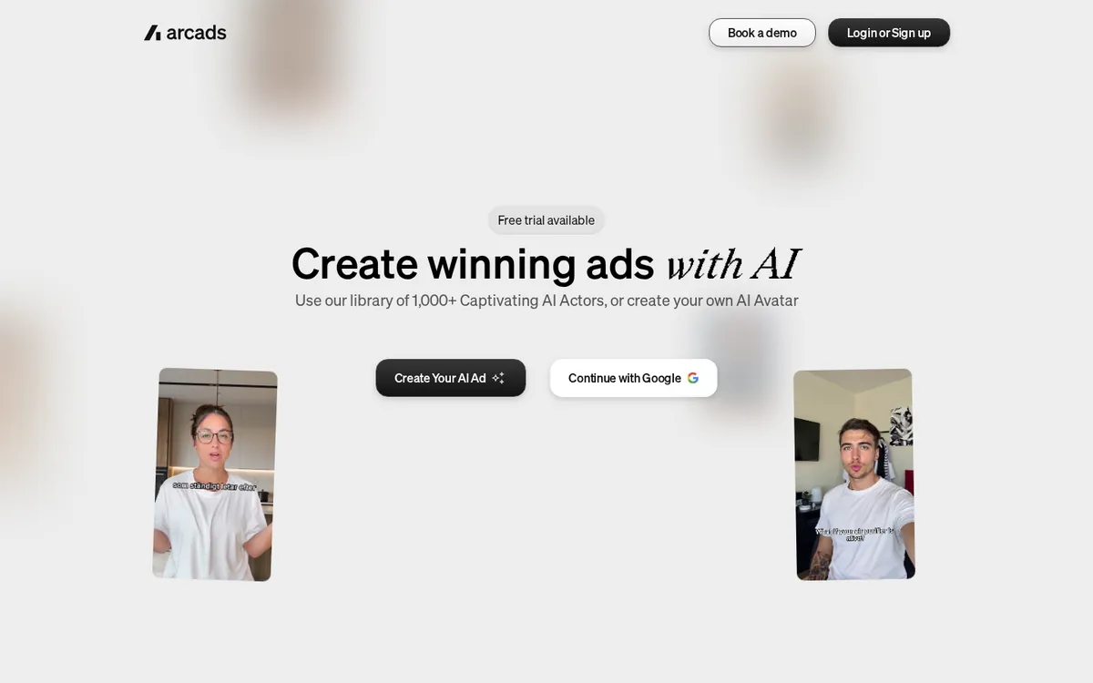 Arcads's homepage